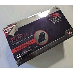 New Venom Steel Disposable Boot And Shoe Covers, Black, One Size, 24 Ct.